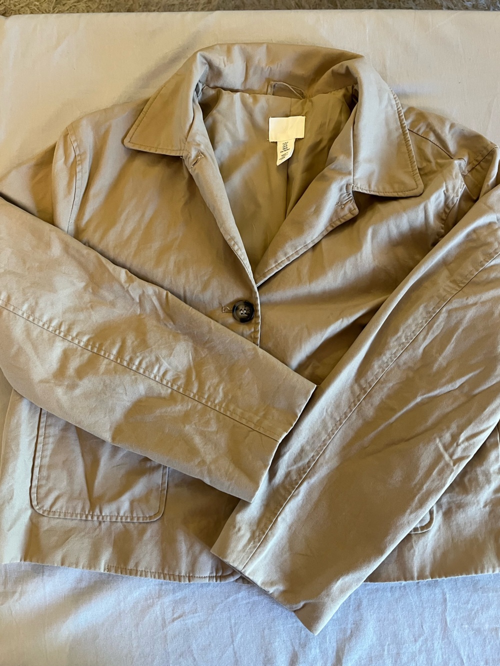 H&M Women’s Beige Utility Tan Casual 100% Cotton Jacket with Pockets, Medium